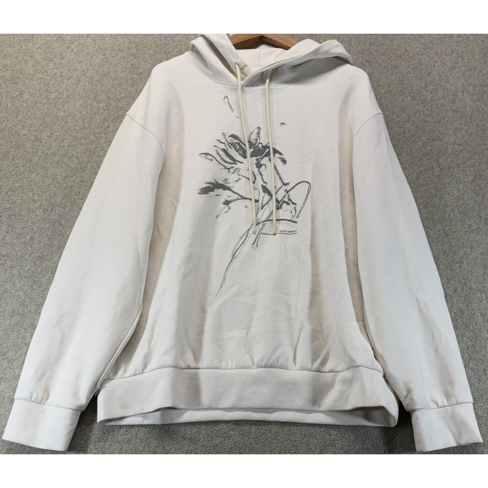 OTF Exquisitely Simplistic Men's XL Floral Graphic Hoodie Ivory Streetwear